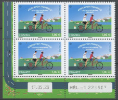 France - Frankreich Coin Daté 2023 Y&T N°(33) - Michel N°(?)  ***- 1,16€ Cyclotourisme - Bloc De 4 Timbres - 2020-…