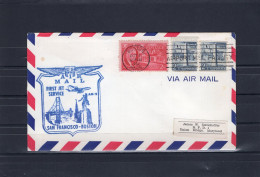 USA 1962 First Flight Cover First Jet Service AM2 San Francisco - Boston - Blue Ink - Omslagen Van Evenementen