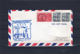USA 1962 First Flight Cover First Jet Service AM2 San Francisco - Boston - Blue Ink - Enveloppes évenementielles