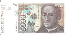 ESPAGNE 5000 PESETAS 1992 VF+ P 165 - [ 4] 1975-… : Juan Carlos I