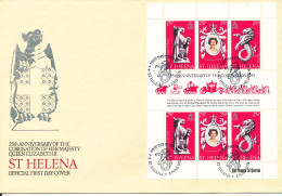 Saint Helena Island FDC 2-6-1978 25th Anniversary The Coronation Of Queen Elizabeth Souvenir Sheet With Cachet - Saint Helena Island