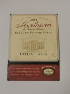 Étiquette Vin, Malesan 2001 Bordeaux - Autres & Non Classés