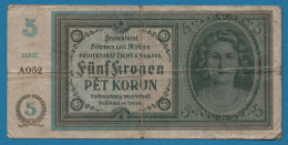 BOHEMIA & MORAVIA Protektorat Böhmen Und Mähren 5 KRONEN / KORUN ND (1940) # A052 P# 4 Protektorát Čechy A Morava - WW2