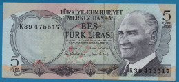 TURKEY 5 LIRASI L. 1970 # K39 475517 P# 185 Atatürk - Turkey
