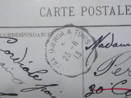 Marcophilie - Carte Postale Bédouine Oblitération Ambulant KALAA DJERDA  A TUNIS 1913 (2934) - Storia Postale