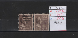 PRIX FIXE Obl  377 YT 419A MIC 812 SCO 808 GIB Andrew Jackson 1938 58A/02 2 Teintes - Used Stamps