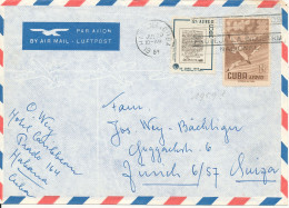 Cuba Air Mail Cover Sent To Switzerland 20-7-1959 Topic Stamps - Posta Aerea