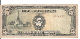 PHILIPPINES ( Japanese Goverment ) 5 PESOS ND1943 VF P 110 - Philippines