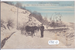 L HIVER EN AUVERGNE- LUGE TIREE PAR UN ATTELAGE DE BOEUFS- ENVIRONS DU MONT-DORE ET DE LA BOURBOULE - Autres & Non Classés