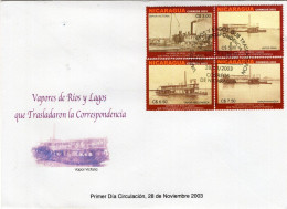 Nicaragua - 2003 - Steam Boats On Rivers And Lakes - FDC (first Day Cover) - Nicaragua