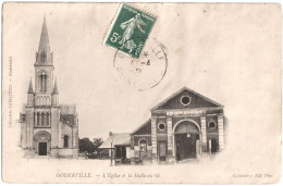 CPA DE GODERVILLE  (SEINE MARITIME)  L'ÉGLISE ET LA HALLE AU BLÉ - Goderville