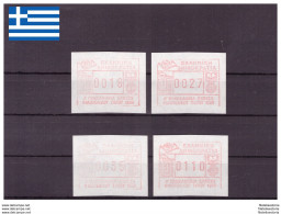 Grèce 1986 - MNH ** - Timbres Automatiques - Michel Nr. A3 X 4 (gre780) - Affrancature Meccaniche Rosse (EMA)