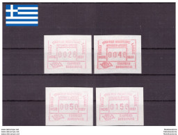 Grèce 1987 - MNH ** - Timbres Automatiques - Michel Nr. A5 X 4 (gre782) - Affrancature Meccaniche Rosse (EMA)