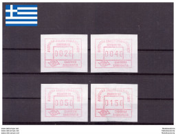 Grèce 1988 - MNH ** - Timbres Automatiques - Michel Nr. A7 X 4 (gre784) - Affrancature Meccaniche Rosse (EMA)