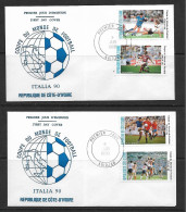 COTE D'IVOIRE 1990 FDC FOOTBALL YVERT  N°A125/128 - 1990 – Italia