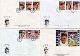 Nicaragua - 1996 - Best Baseball Players Of 20th Century - Set Of 4 FDCs (first Day Covers) - Nicaragua