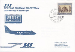 Luxembourg First SAS Grumman Golfstream Flight LUXEMBOURG-COPENHAGEN 1981 Cover Brief Lettre KØBENHAVN PTM. (Arr.) - Storia Postale