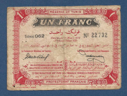 Tunisia 1 Franc 1919 P46 Fine+ - Tunesien