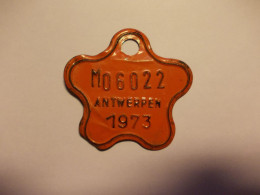 Oude Metalen Brommer/moped Plaat Taks Plaat 1973 Antwerpen - Motocyclette Tax Plaque Anvers Zeldzaam ! - Targhe Di Immatricolazione