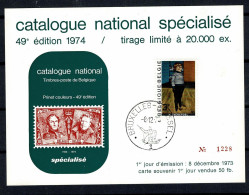 Belg. 1686 Op/sur Carte Souvenir Catalogue National Spécialisé - Edition 1974 (2 Scans) - Erinofilia [E]