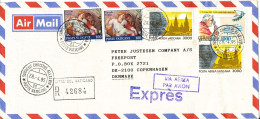 Vatican Registered Air Mail Cover Sent Express To Denmark 28-4-1995 Topic Stamps - Poste Aérienne