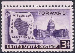 !a! USA Sc# 0957 MNH SINGLE W/ Top Margin (a2) - Wisconsin Centennial - Ungebraucht