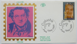 COLUCHE - ACTEUR COMEDIEN / HUMORISTE - Enveloppe Premier Jour Cachet PARIS - Chanteurs