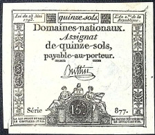 FRANCE * Assignat De 15 Sols * Loi 23 Mai 1793 * Série 877 * MM 29/LAF166 * Etat/Grade SUP+/XXF - Assignats