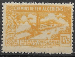 Algeria Parcel Post Mint (quasi Invisible Hinge Trace) 1943 13 Euros Without CONTROLE Overprint VARIETY - Pacchi Postali