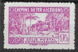 Algeria Train Parcel Post Mlh* 1945 10 Euros Without CONTROLE Overprint VARIETY - Paketmarken