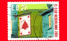 OLANDA - Nederland - Usato - 2001 - Francobolli Di Dicembre - Natale - Carta Da Gioco Con L'albero Di Natale Come Segno - Usati