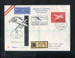 "OESTERREICH" 1958, AUA-Erstflugbrief "Wien-London" (80008) - Erst- U. Sonderflugbriefe