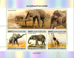 A7451 - DJIBOUTI - ERROR MISPERF Stamp Sheet - 2022 - Animals, Elephants - Olifanten