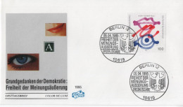 Germany Deutschland 1995 FDC Demokratie: Freiheit Der Meinungsäusserung, Freedom Of Expression, Canceled In Berlin - 1991-2000