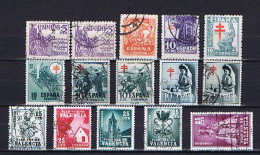 Spanien: 15 Marken Mit Einigen Farbvarianten, 15 Stamps With Some Colour Shades - Beneficenza