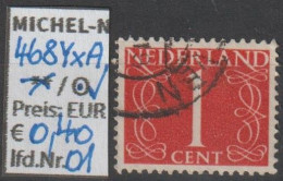 1946 - NIEDERLANDE - FM/DM "Ziffern-Zeichnung" 1 C Rot - O Gestempelt - S. Scan (468YxAo 01-04 Nl) - Gebruikt