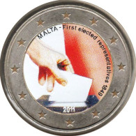 MA20011.2 - MALTE - 2 Euros Commémo. Colorisée 1ère élection Représentants 2011 - Malta