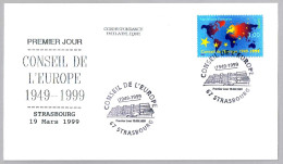 50 Años CONSEJO DE EUROPA - COUNCIL OF EUROPE 50 Years. FDC Strasbourg 1999 - Instituciones Europeas