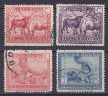 Belgian Congo 1925 Mi. 86-89, Watussi-Rinder, Holzarbeiter, Töpfer (o) - Usados