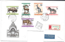 Hungary Rare Animals Set Complete In IMPERF On Circulated Registered Letter To US (stamps & Cancels On Back) - Brieven En Documenten