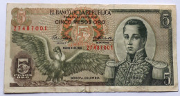 COLOMBIA - 5 PESOS ORO - P 406a (1961) - CIRC - BANKNOTES - PAPER MONEY - CARTAMONETA - - Colombie