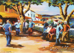 CPM - PETANQUE SUR LA PLACE DU VILLAGE - D'APRES UNE PEINTURE DE CHRISTIAN JEQUEL - Bowls