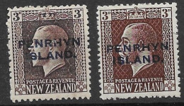 Cook Penrhyn Mh * 1917 Two Types With Broken H Overprint - Penrhyn