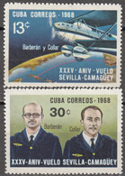 CUBA 1968, AIRPLANE, 35th Anniversary Of The FLIGHT SEVILLA-CAMAGUEY, COMPLETE, MNH SERIES In GOOD QUALITY, *** - Neufs