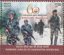 INDIA 2023  Diamond Jubilee Of Sashastra Seema Bal, 1v MNH(**). - Unused Stamps