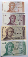 CROATIA  - 1,5,25,100 DINARA - P 16,17,19,20 (1991) - UNCIRC - BANKNOTES - PAPER MONEY - CARTAMONETA - - Croazia