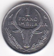 Madagascar 1 Franc 1966. Buffle / Fleur, En Acier Inoxydable, KM# 8 - Madagaskar