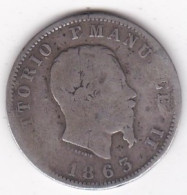 1 Lira Stemma 1863 M Milano , Vittorio Emanuele II , En Argent - 1861-1878 : Vittoro Emanuele II