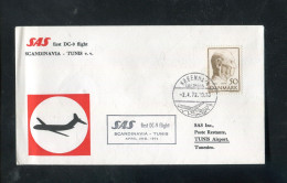 "DAENEMARK" 1972, SAS-Erstflugbrief Mit DC 9 "Kopenhagen-Tunis" (80019) - Luchtpostzegels