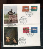 "BUNDESREPUBLIK DEUTSCHLAND" 1964, Mi. 412-415 "Fische" Auf 2 FDC (80024) - 1961-1970